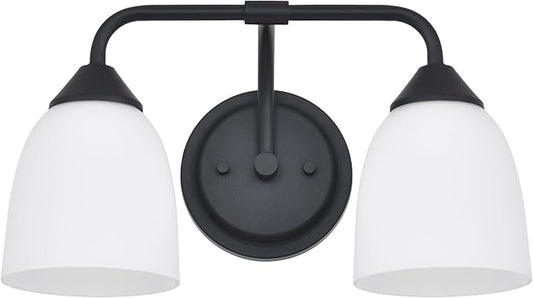 Black 2-Light Traditional Bathroom Vanity Light Fixtures Over Mirror, Modern Vanity Lights for Living Room, Standard E26 Base, Textured Black