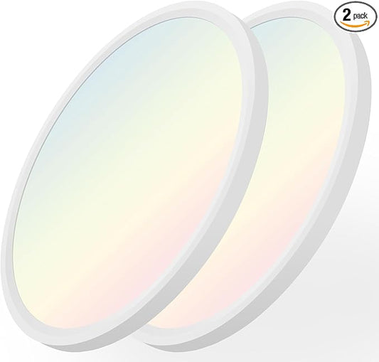 20 Inch 2 Pack Dimmable 50W 5200M LED Flush Mount Ceiling Light Large Ceiling Light Fixture,3000K/4500K/6000K Selectable,Ultra Thin Flat Ceiling Lamp for Kitchen, Bedroom, Living Room (White, 2Pack)