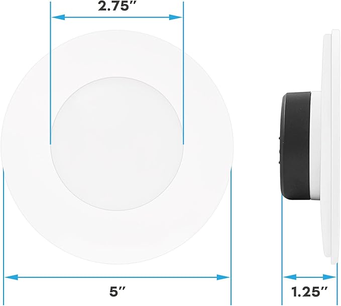 LUXRITE 3-4 Inch LED Flush Mount & Recessed Light, 7.5W, 5CCT 2700K-5000K, 650LM, Magnetic Trim, Dimmable Ceiling Can Light, Install to J-Box or 4 Inch Housing, Wet Rated, UL Listed