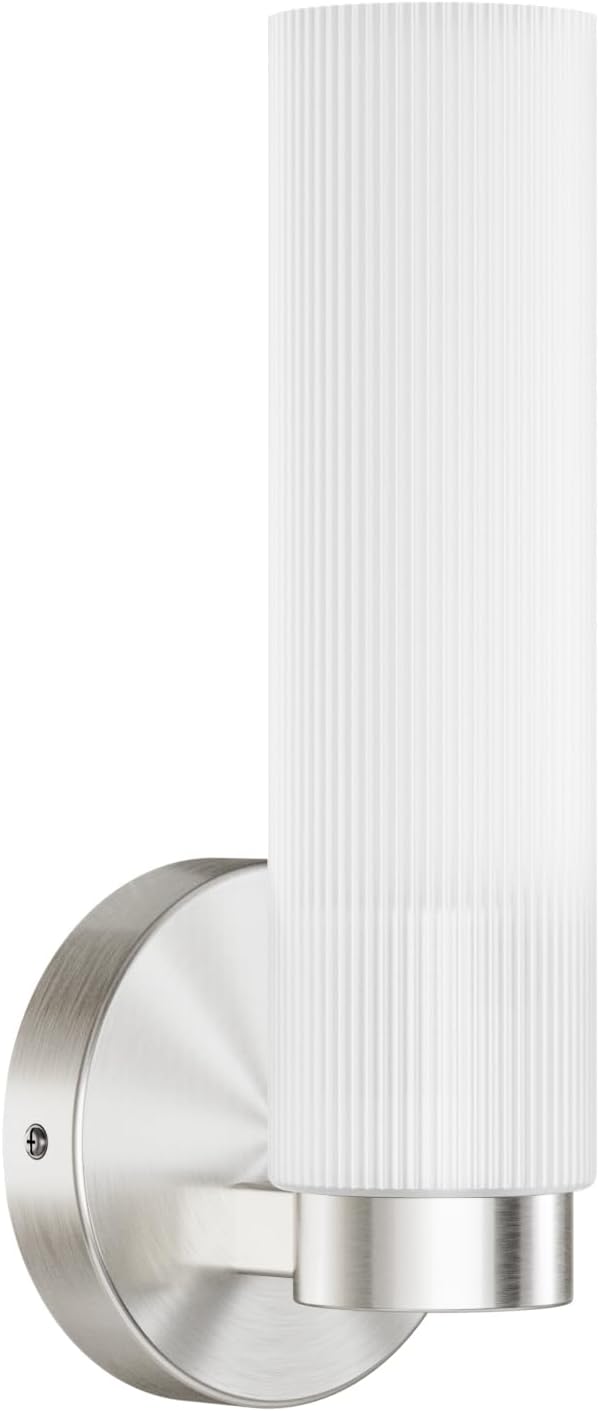 TETOTE Brushed Nickel Wall Sconce Modern Bathroom Wall Light Fixtures Farmhouse Wall Lights with Frosted Glass Shade for Mirror Bedroom Living Room