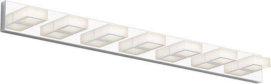 Ralbay 46" LED Chrome Vanity Lights 7 Lights Acrylic Stainless Steel LED Modern Vanity Lights Chrome Bathroom Lighting Fixtures Over Long Mirror (Natural White Light 4500K)