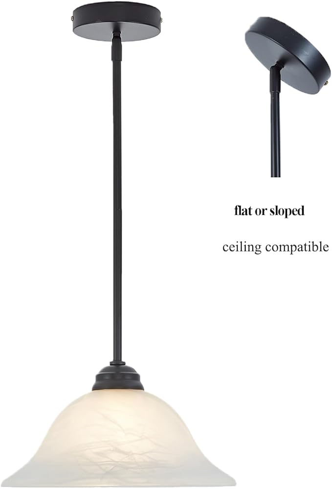 M10 Threaded Extension Rod with Sloped Ceiling Adapter Kits for Pendant Light, Island Lighting, Black