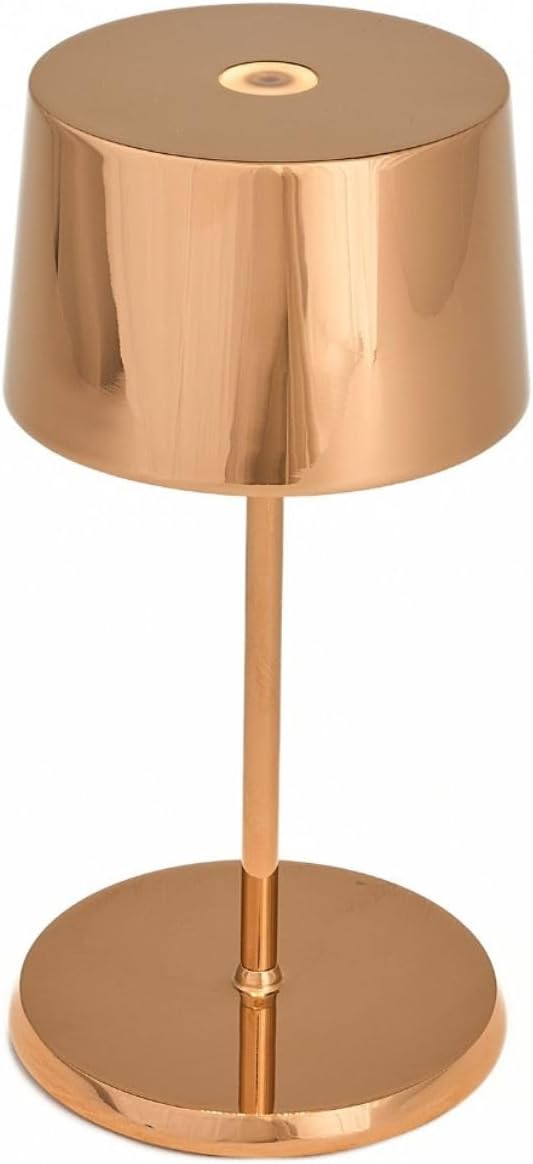 Zafferano, Olivia Mini Lamp, Portable and Rechargeable Table Lamp with Touch Controls, Suitable for Indoor, Dimmer, 2200-3000 K, Height 8.7 Inches, Rose Gold Color