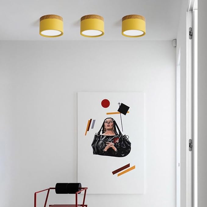 4.2-Inch Macaron Style Ceiling Light, Nordic Modern Ceiling Light Fixture, 15W LED Mini Cylinder Minimalist Close to Ceiling Lamp for Bedroom Hallway Entryway Kitchen Foyer Office