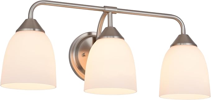 3-Light Traditional Bathroom Vanity Light Fixtures Over Mirror, Modern Vanity Lights for Living Room, Standard E26 Base, Brushed Nickel
