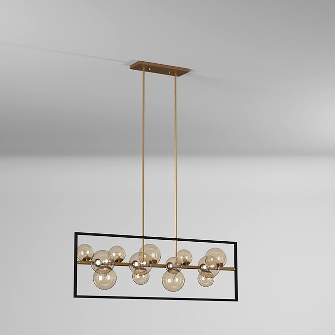 Dainolite GLA-4213HP Glasgow 13-Light Modern Halogen Dimmable Hanging Pendant Light for Kitchen, Dining Room, Bar or Office with Glass Globe Shades - 42'' - Vintage Bronze