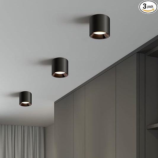 Hallway Light Flush Mount Modern LED Ceiling Light Fixtures for Kitchen Entryway,Dimmable Close to Ceiling Lighting, 4.6'' Cylinder Ceiling Lamps for Dining Room Living Room,20W 4000K 3-Pack