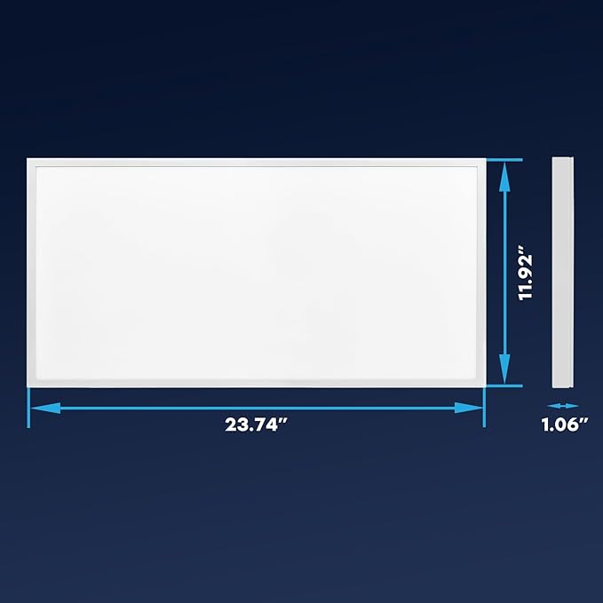 LUXRITE 1x2 FT Slim Surface Mount Panel Recessed Lighting, 5 Color Temperature Options 2700K-5000K, Dimmable LED Panel Light, 2000/2650/3300 Lumens, 18W-30W, Edge Lit, Damp Rated, ETL Listed (4 Pack)