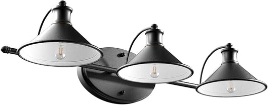 Lightdot Modern Bathroom Light Fixtures, 27 Inch 3-Light Bathroom Vanity Light with Matte Black Shades, 60W Max/120V Farmhouse Wall Sconce, Lighting Fixtures Over Mirror for Kitchen Living Room Cafe