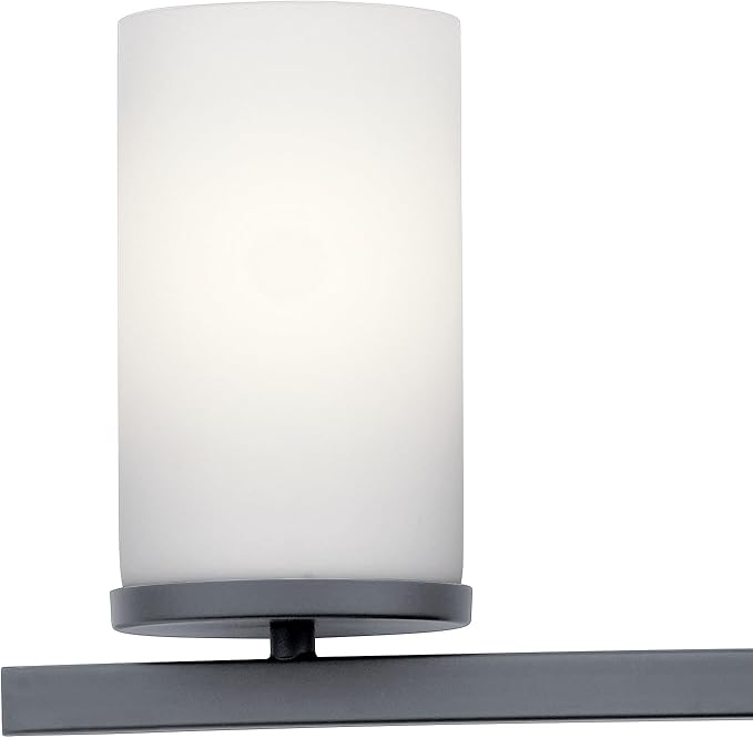 Kichler Crosby 4-Light Bathroom Vanity Light Fixture with Satin Etched Cased Opal Glass in Black, Modern Wall Mount Light for Bathroom Over Mirror (31" x 8.75" x 6.75"), 45498BK