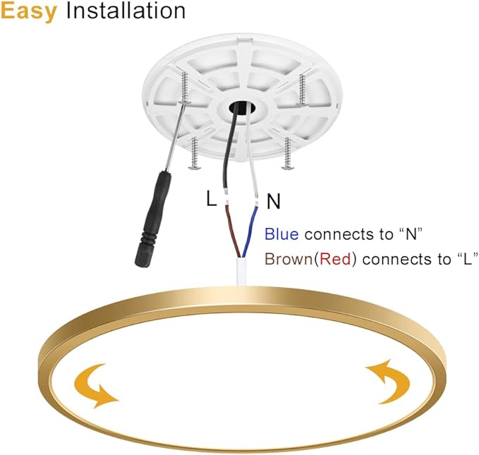 15.7Inch LED Flush Mount Ceiling Light Fixture , 32W(320W Equivalent), 3800LM, 3000K Warm White, IP40, Flat Modern LED Ceiling Lights for Bedrooms, Living Rooms, Bathrooms, Stairwells, etc.(Gold)