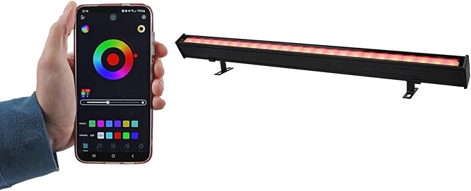 Rockville APP BAR 24 Waterproof LED Wash Light Bar, 36W, RGBWA + White + Amber LEDs, Bluetooth & IR Remote Control, 22 Auto Modes, IP66 Waterproof, Perfect for DJ, Stage, Parties, & Outdoor Use