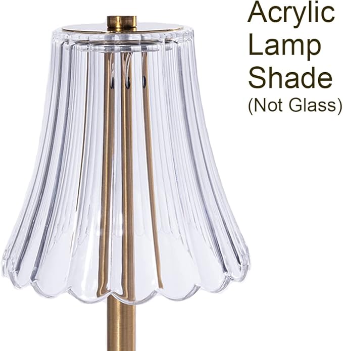 HEQET Cordless Table Lamps for Home,Table,Dining Room, Gold Rechargeable Lamps, USB Charge 12'' Tall LED Brass Portable Outdoor Indoor Table Lamp with Built-in Dimmer (Pack2 Gold Flower Lamp)