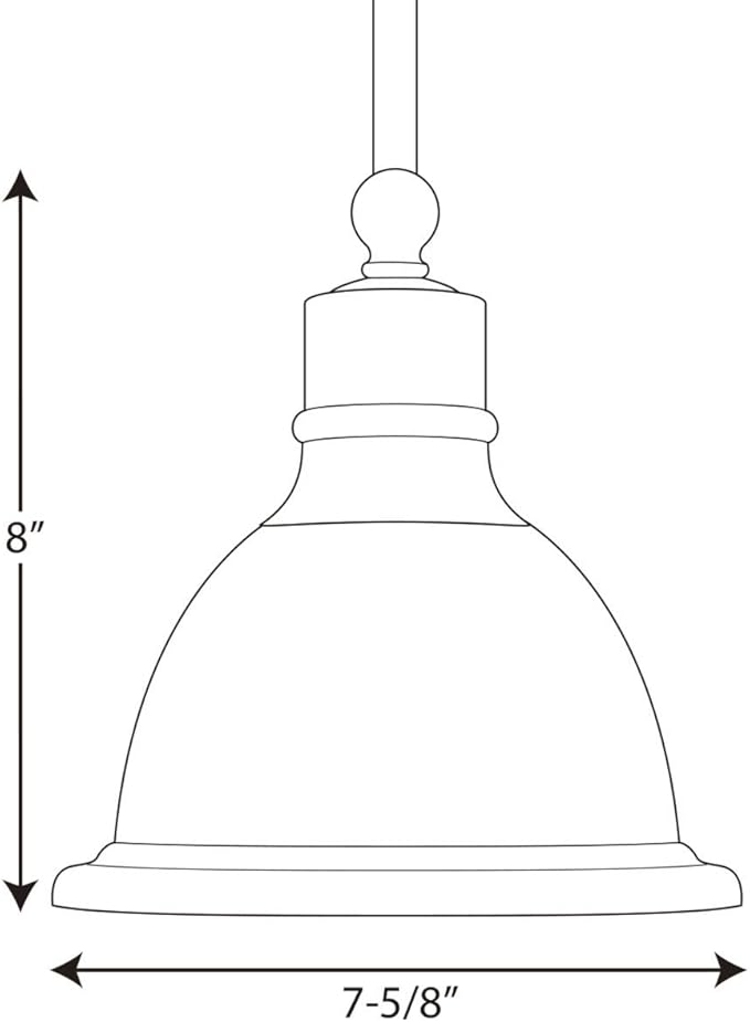 Progress Lighting P5078-20 1-Light Stem-Hung Mini-Pendant with White Etched Glass, Antique Bronze