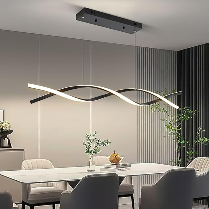 LED Pendant Lights, 3300k-6500K Adjustable Color Temperature Hanging Pendant Lighting, 56.29" Chandelier Dimmable with Remote Control, Aluminum Island Lighting Lamp Fixture for Kitchen, Dining Room