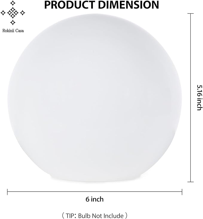 6 Inch Ball Table Lamp with Glass Shade, Ball Light Bookshelf Lamp for Bedroom, Dorm, Office and Bedroom Bookshelf Reading Decoration, Without Bulb