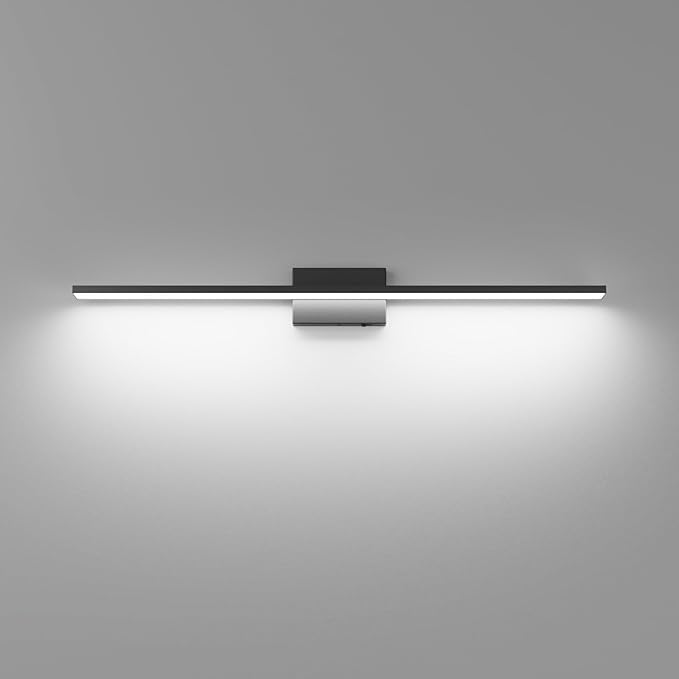 Ralbay 5 Color Temperature Dimmable Black Bathroom Vanity Light Bar 40inch Acrylic LED Modern Matte Black Bathroom Wall Lighting Fixtures Over Mirror