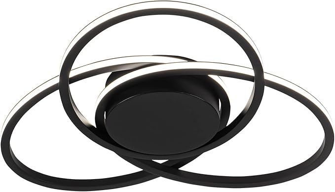 MADEM Room Decor 23.6'' Modern LED Ceiling Light Dimmable Flush Mount for Bedroom Black LED Chandelier Close to Ceiling Light for Living Room Dining Room Kitchen Hallway, 38W 3000K-6000K