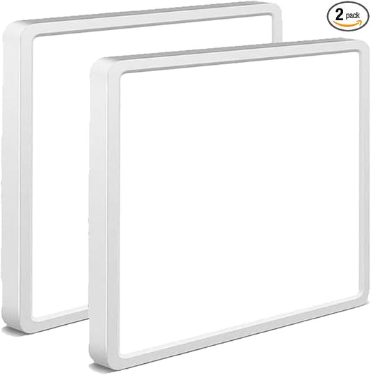 2Pack 12inch Square White 3200LM LED Flush Mount Ceiling Light,28W White 6000K Slim Surface Mount Ceiling Light Fixture for Kitchen Bedroom Living Room