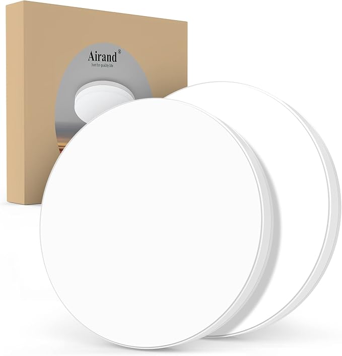 Airand LED Ceiling Light Fixture, 2PACK 5000K Daylight LED Flush Mount Ceiling Light 18W 1650LM Waterproof Bathroom Ceiling Lights Modern LED Ceiling Lamp for Kitchen Bedroom Living Room Hallway