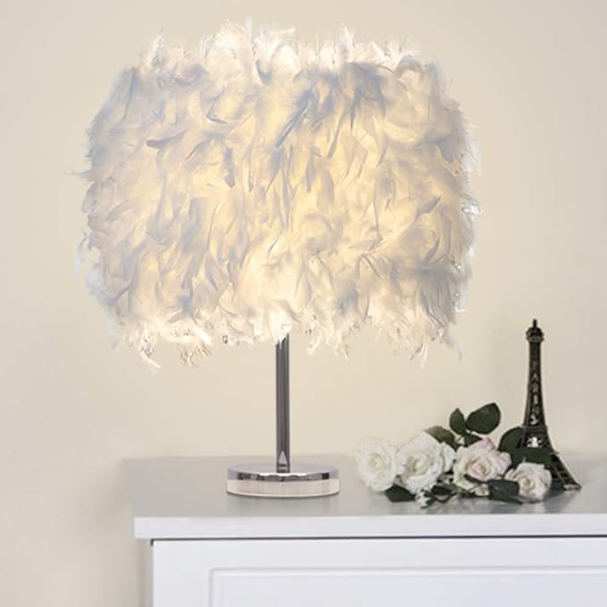 Table Lamp, Hinmay Modern Elegant Bedside Table Light Bedroom Desk Night Light Lampshade for Living Room Wedding Room Reading Sitting Room Decorations