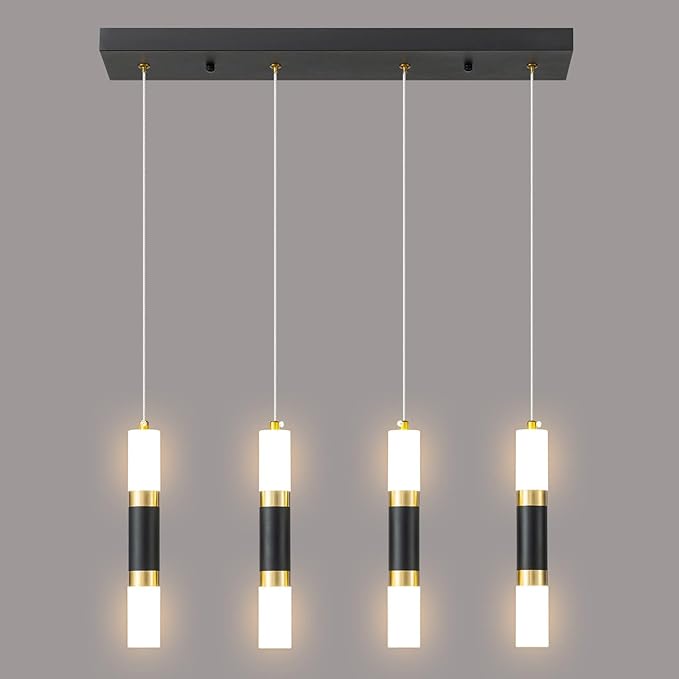 4-Light Modern Pendant Light Kitchen Island Light Fixture Dimmable LED Black Mini Pendant Lights Dinning Room Kitchen Black Gold Pendant Lighting