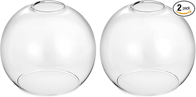 2 Pack Clear Glass Shades Globes, Glass Lamp Shade Covers Replacements, 1.65 In Fitter 5.1 In Height 5.9 In Diameter Transparent Lampshades for Light Fixtures Chandelier Wall Sconces Pendant Lights