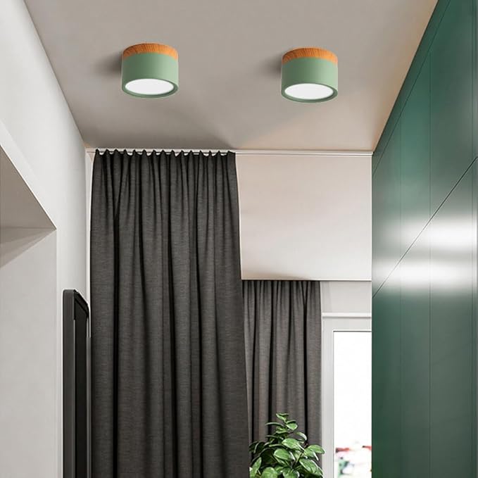 4.2-Inch Macaron Style Ceiling Light, Nordic Modern Ceiling Light Fixture, 15W LED Mini Cylinder Minimalist Close to Ceiling Lamp for Bedroom Hallway Entryway Kitchen Foyer Office