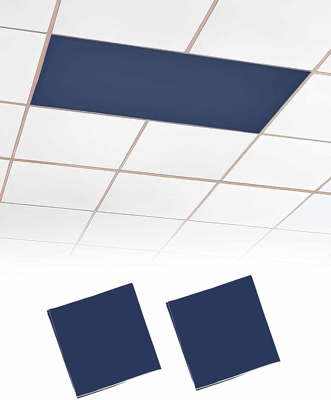 Magnetic Light Cover for Classroom Drop Ceiling,2 Pack 4x2 Ft Fluorescent Light Covers for Office Home Ceiling Light Navy Blue Solid Color Lampshade, LSYZAA20240704FUGE1SHZF07215ZAABFGE