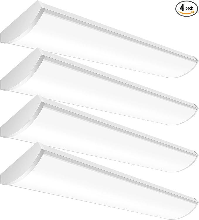 ED 4PK 4FT LED Wraparound Light, 48 inch Led Light Fixture, 54W, 6210LM, 3500/4000/5000K, 120-277V Commercial 4FT Led Light Fixtures for Garage,Laundry Room,Warehouse,Closet,Shop,UL & DLC