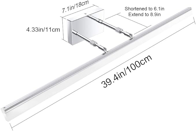 Aipsun 40in Dimmable Modern LED Vanity Lights for Bathroom Light Fixtures Over Mirror Chrome Modern Vanity Lighting(White Light)