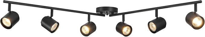 GLOBE Electric 64000167 47" 6-Light Foldable Track Lighting, Matte Black, Pivoting Track Heads, Ceiling Light, Home Improvement