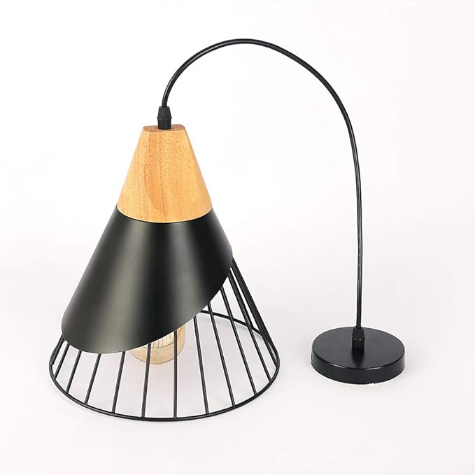 Black Farmhouse Wooden Pendant Light,Rustic Wood & Metal Pendant Lighting, Adjustable Height Hanging Ceiling Light Fixture for Kitchen Island Dining Room Bedroom Hallway