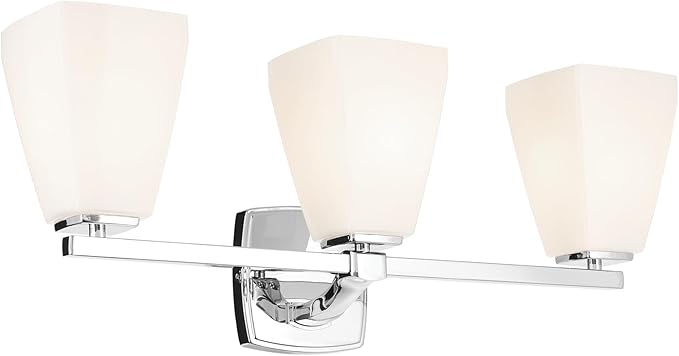 Kichler Marant 21.25" 3-Light Bathroom Vanity Light Fixture with Opal Glass in Chrome, Modern Wall Mount Over Mirror for Powder Room (21.25" W x 9.5" H), 55216CH