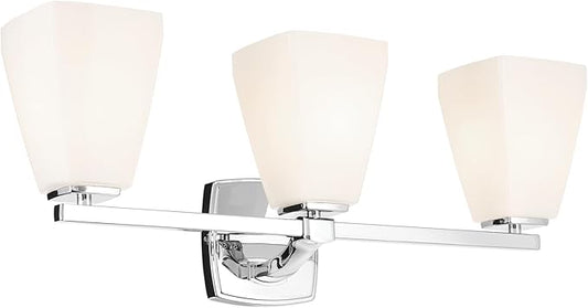 Kichler Marant 21.25" 3-Light Bathroom Vanity Light Fixture with Opal Glass in Chrome, Modern Wall Mount Over Mirror for Powder Room (21.25" W x 9.5" H), 55216CH