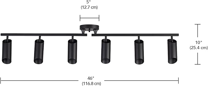 Globe Electric Foldable 6-Light Track Ceiling Light, Matte Black, Pivot Shades, GU10 Sockets
