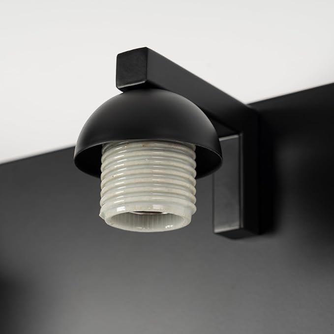 mirrea 38-Inch 5-Light Black Vanity Lights for Bathroom, Vanity Lighting Fixtures with Etched White Glass Shades