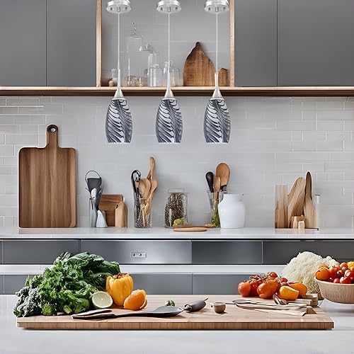 Viinew Mini Glass Pendant Light 4.72" with Handblown Black Gray Marble Art Glass Hanging Light 3-Pack Oval Ceiling Hanging Light Fixture for Dining Room Kitchen Island Cafe Foyer Hallway