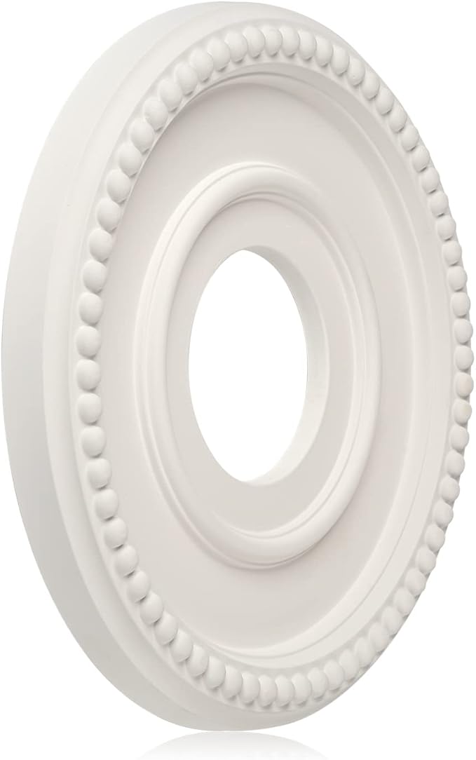EIFHYT 2 Pack Moldeds PU Ceiling Medallions for Light Fixtures and Ceiling Fans, 12.5" OD x 4" ID x 1-3/8 "P White (Fits Canopies up to 5-1/2")
