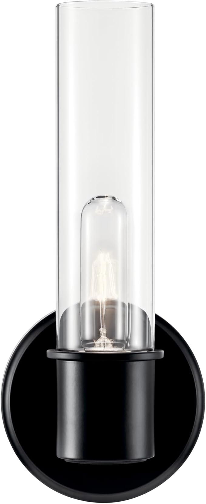 Kichler Aviv 1-Light Wall Sconce, Modern Light with Clear Glass in Black, for Bedroom, Laundry Room, Kitchen or Hallway (13" x 5.5"), 52653BK