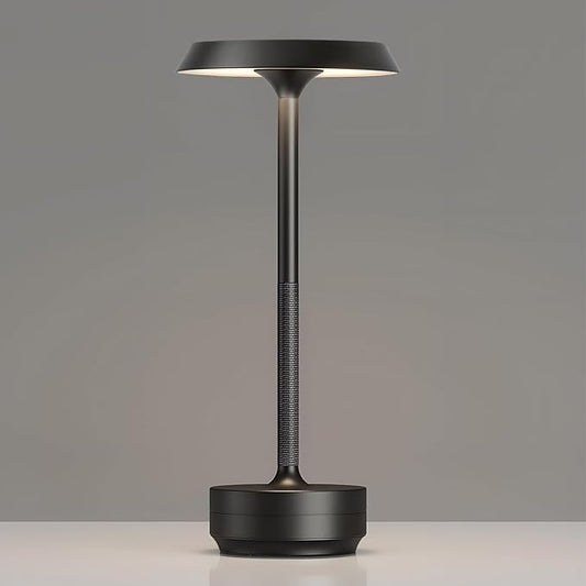 Mevnxi Cordless Table Lamp, Portable LED Desk Lamp, 5000mAh Battery Operated, 3 Color Stepless Dimming Up, for Restaurant/Bedroom/Bars/Outdoor Party/Camping/Coffee Shop Atmosphere Night Light(Black)