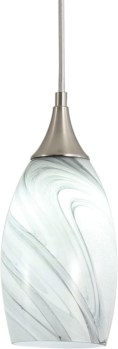 Kitchen Pendant Lighting for Island, Modern Edison Hanging Light with Handcrafted Art Glass, Adjustable Nylon Core Ceramic Holder Lighting Fixture Indoor for Dining Room, Entryway (Bulb Not Included)