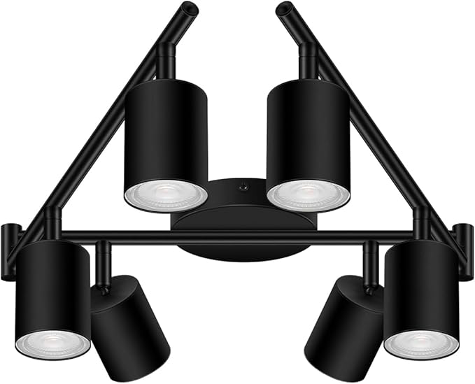 Track Lighting Fixture Ceiling, 44.3" Modern LED Track Lighting Kit, Black 6 Light Ceiling Light for Kitchen, Rotatable Spotlight Heads, Wall Mount Spot Lighting for Island/Bedroom(GU10, NO Bulb)