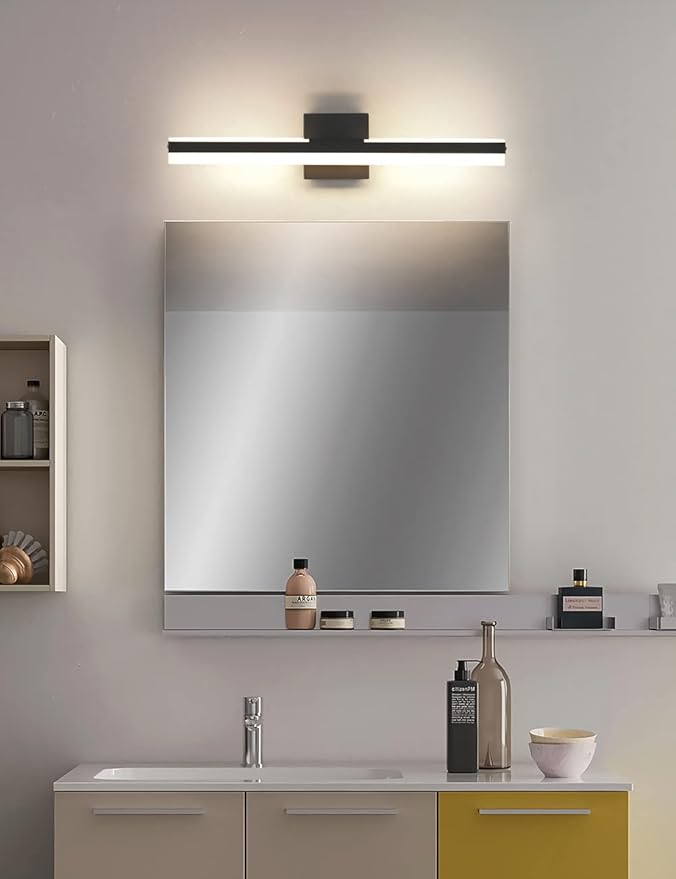Joossnwell LED Vanity Lights for Bathroom Modern Black Bathroom Light Fixtures Over Mirror Bath Wall Lamp 23.62 inch Long 22W Warm Light 3000K