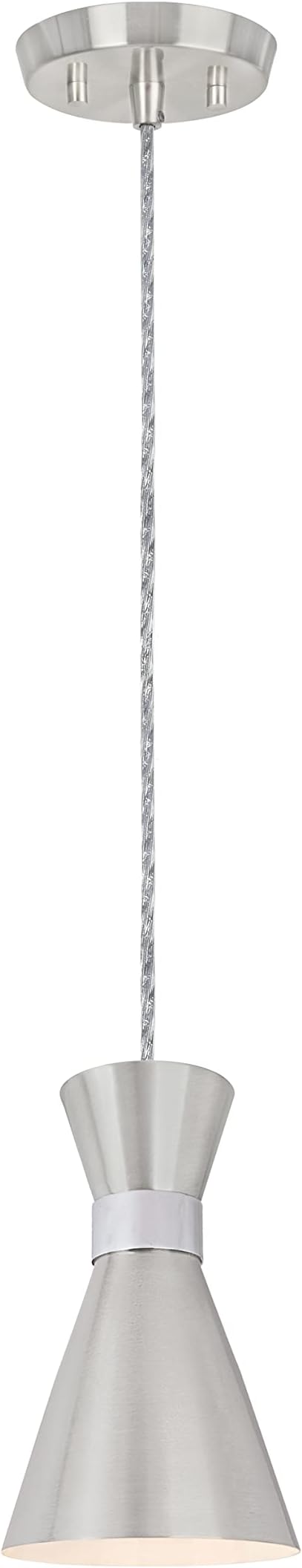 Aspen Creative 61112-11, One-Light Hanging Mini Pendant Ceiling Light, Transitional Design in Satin Nickel & Chrome Finish, 5" Wide