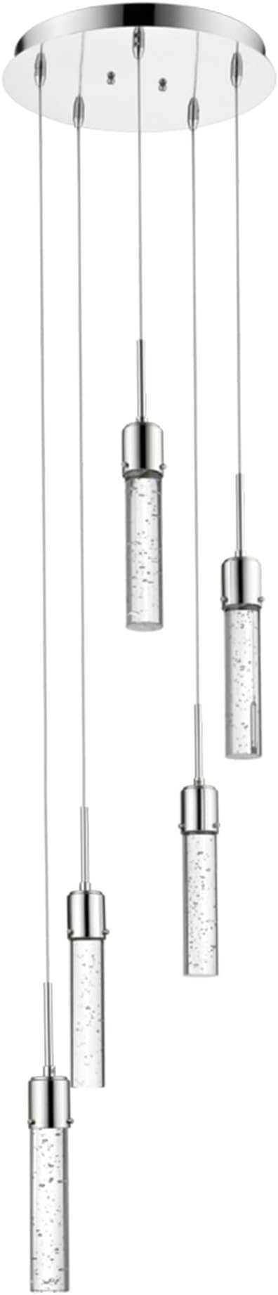Vivio Lighting Modern Pendant Light Contemporary Ceiling Lights for Kitchen Island Bubble Crystal LED Adjustable Hanging Lights for Living Room Dining Room Entryway Chrome 4000K 5 Light