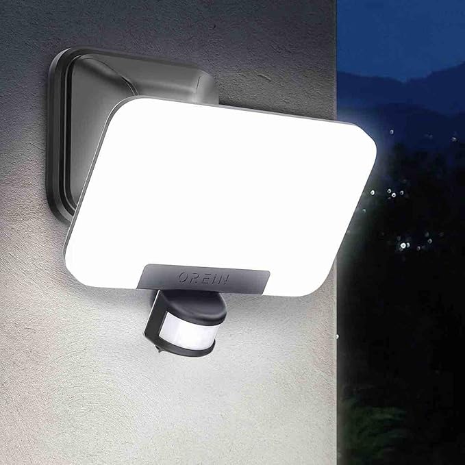 OREiN 3CCT Flood Lights Outdoor 3500LM 35W Motion Sensor Outdoor Lights, 6000K/4000K/2700K LED Security Lights Dusk to Dawn, IP65 Waterproof Motion Sensor Flood Lights for Garage, Yard, 1 Pack