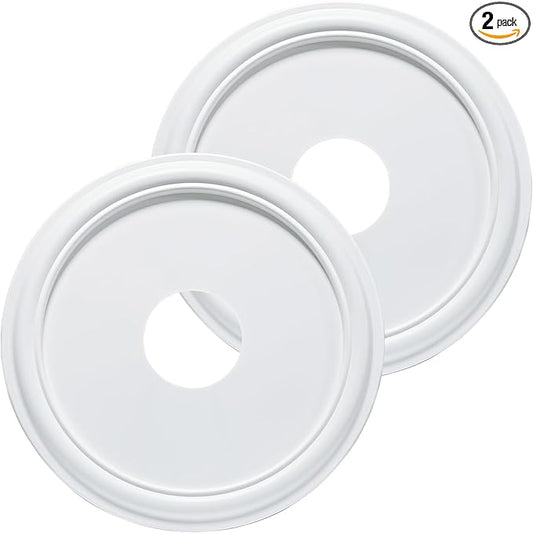 EIFHYT Molded Nylon Ceiling Medallion for Light Fixtures and Ceiling Fans 16"OD x 4"ID x 3/4"P (Fits Canopies up to 12-3/8") White