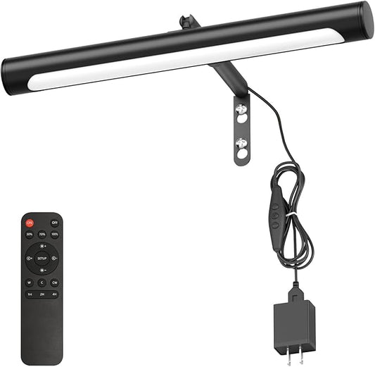 4W Picture Light Plug in, 12" Adjustable LED Art Light with Remote Control, Dimmable Wall Light for Picture Display Dartboard Art Work (Black)