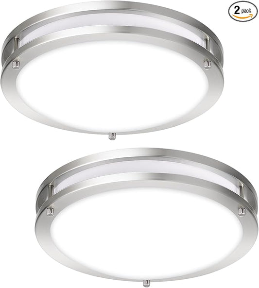 14IN Double Ring LED Ceiling Light Fixture, 21W, 1600LM, with 5CCT 2700K-5000K Adjustable, Dimmable Flush Mount Light Fixture for Hallway, Bedroom, Kitchen, ETL Listed - 2PK